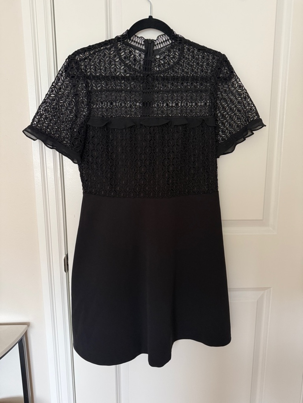 Black Lace and Ruffle Dress